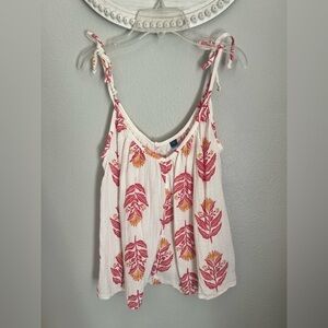 Old Navy White Floral Tie-Shoulder Camisole - Pink & Yellow Print